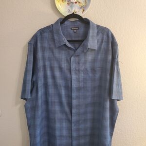 George Men's Blue Plaid Short-Sleeve Button-Up Shirt